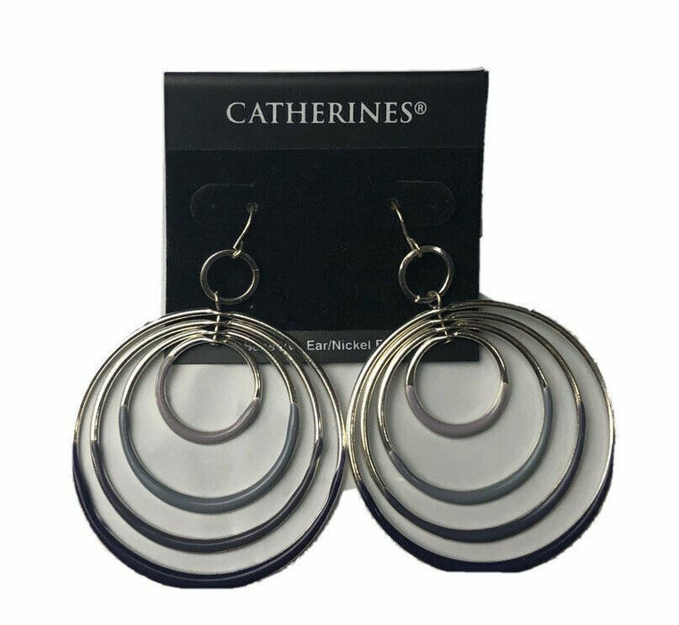 Catherines | Sliver/Purple Hoops Earrings