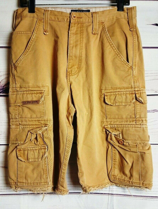 U.S Polo Assn  100% Heavy Distressed Cargo 11-Pockets Beige Shorts (Size: 29)