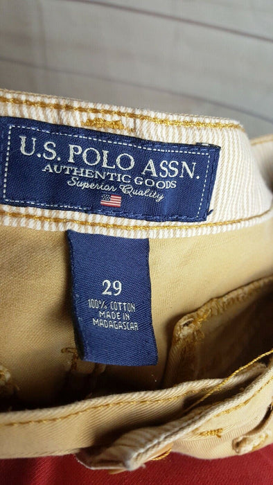 U.S Polo Assn  100% Heavy Distressed Cargo 11-Pockets Beige Shorts (Size: 29)