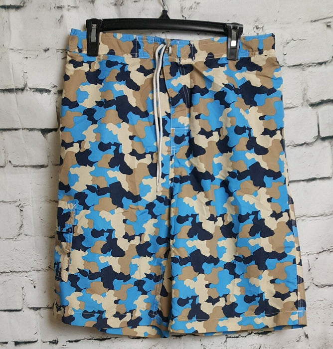 Camouflage Surfboard Shorts Blue/Tan/Black (Size: M; 33)