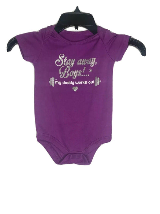 Baby Girl's "Stay Away Boys" One-Piece Purple (Size" 18M)