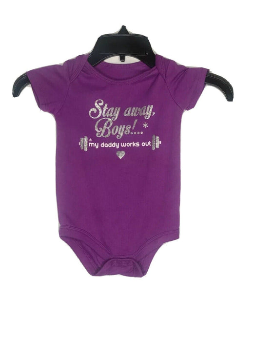 Baby Girl's "Stay Away Boys" One-Piece Purple (Size" 18M)