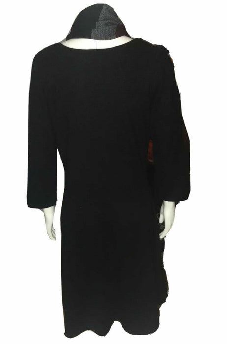 By & By 3/4 Sleeve Sweater Dress with Scarf Black (Size: XL)