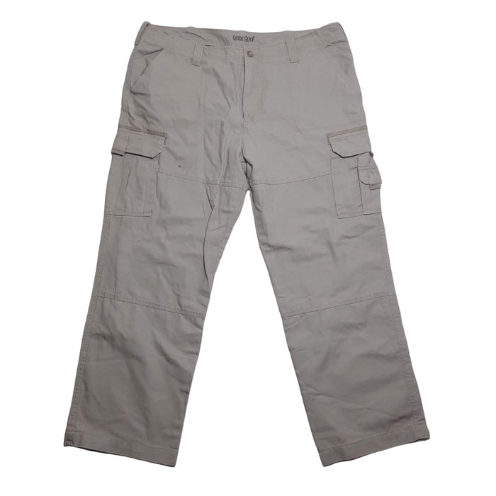 Guide Gear Outdoor Plaid Lined Canvas Men's Cargo Trousers Beige (Size: 42 X 30)