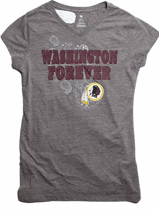 Washington Redskins NFL Team Apparel V-Neck Top Gray (Women's Size: L)