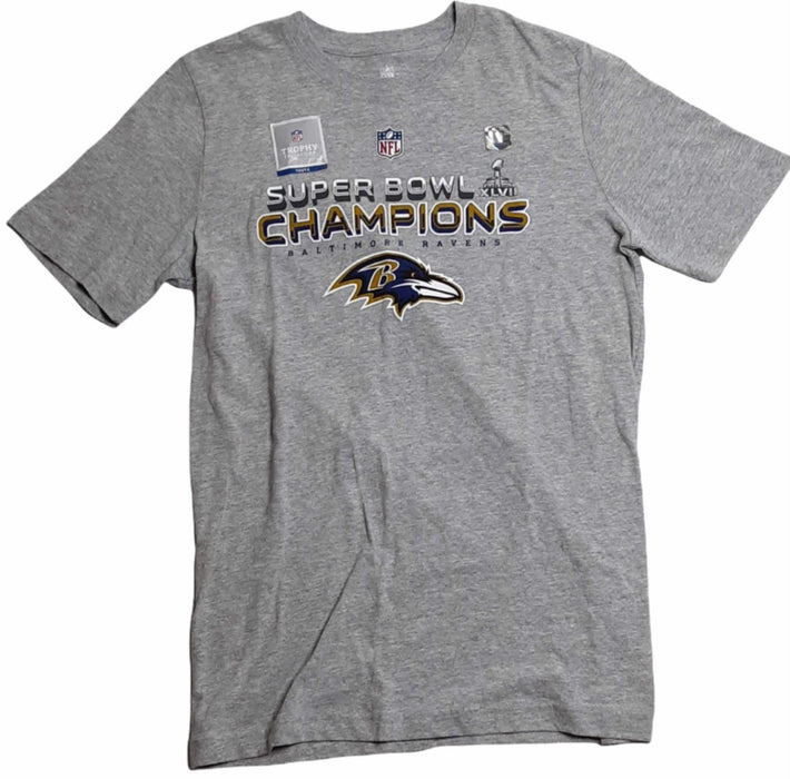 Baltimore Ravens NFL Super Bowl 47 Champions Youth Shirt Gray (Size: XL)