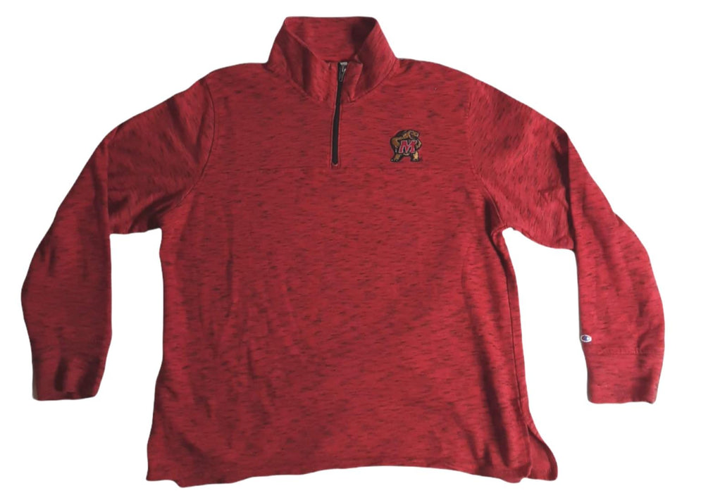 Maryland Terrapins NCAA Champions Half Zip Long Sleeve Pullover Red (Size: XL)