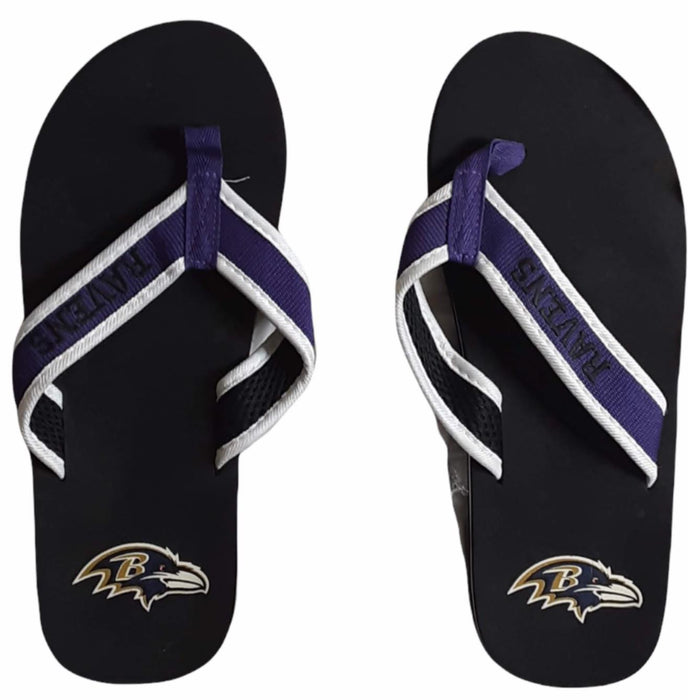 Baltimore Ravens Memory Foam Thong Flip Flops Black (Size: 11)