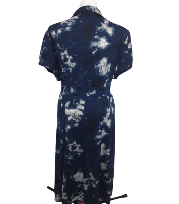 Dressbarn Women's Blue Tie Dye Sleeveless Wrap Dress (Size: 24W)