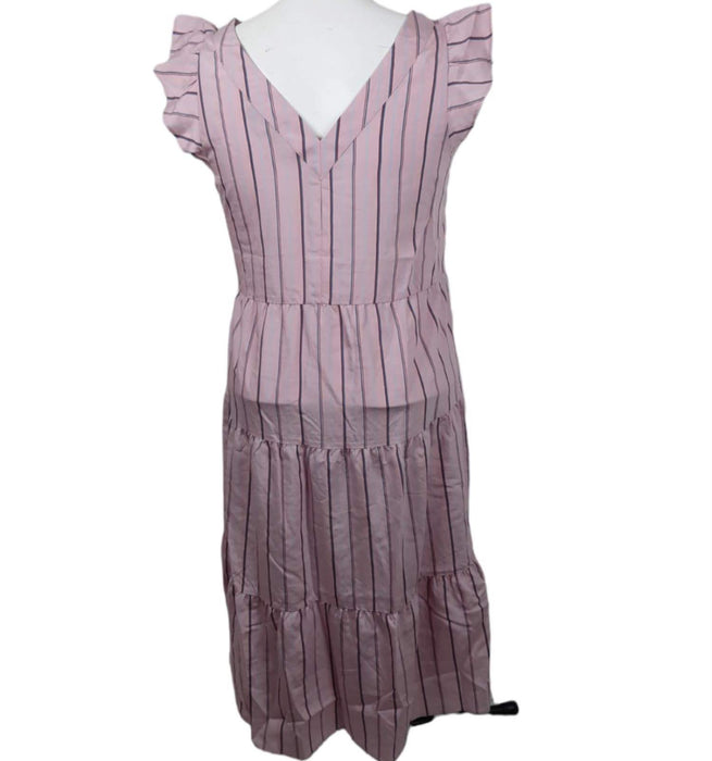 Loft Women's Pink Striped Flutter Sleeve V-Neck Midi Dress (Size: LP) 33022420