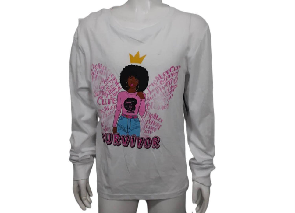 On Fire Girls White "Survivor" Long Sleeve T-Shirt