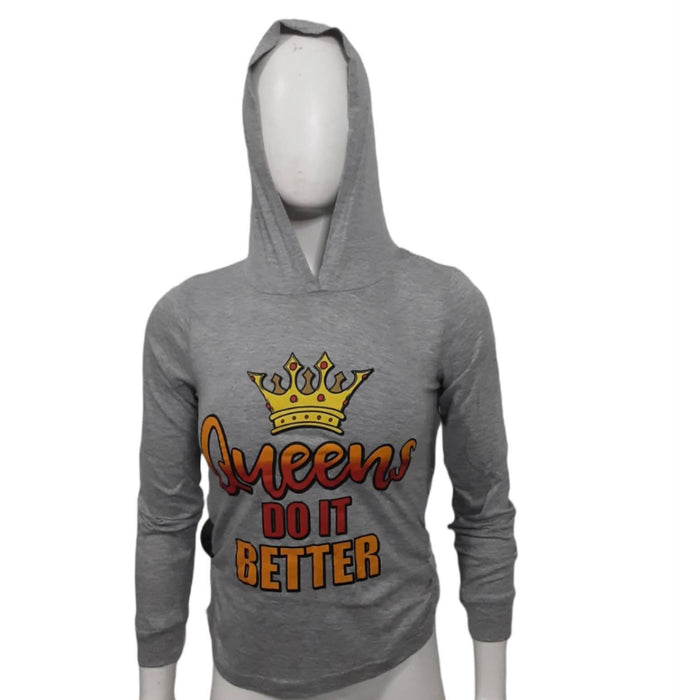 On Fire Girls Gray "Queens Do It Better" Hooded Shirts