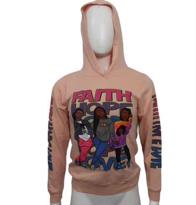 On Fire Girls Mauve "Faith/Hope/Lover" Hooded Shirts