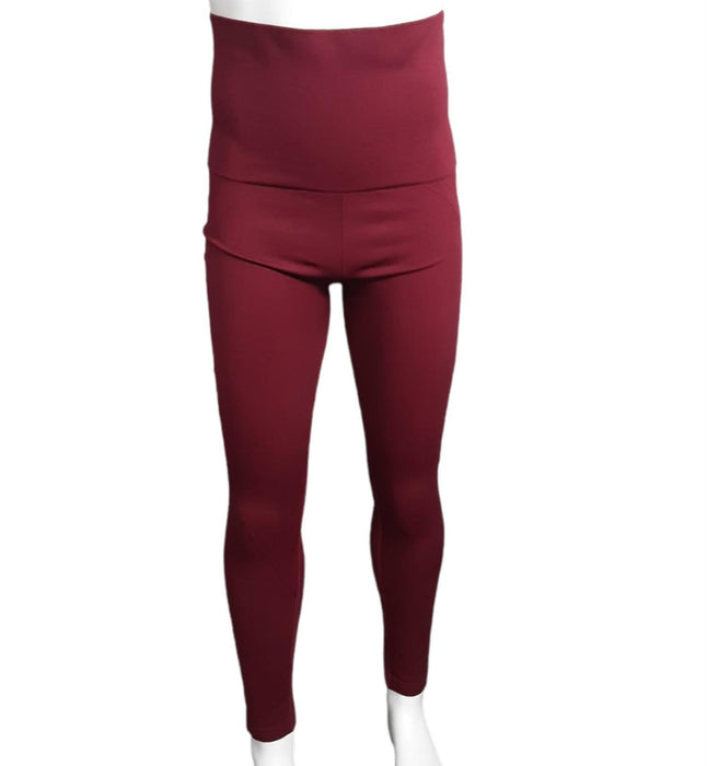 Women's Burgundy High Waist Tummy Control Leggings (Size: M)5