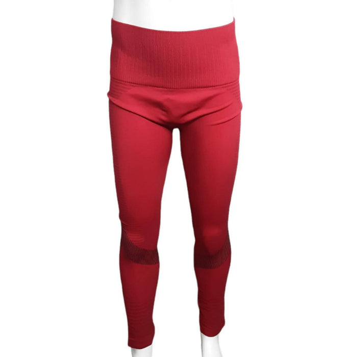 Women's Red High Waist Tummy Control Leggings (Size: M)