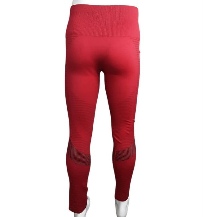 Women's Red High Waist Tummy Control Leggings (Size: M)