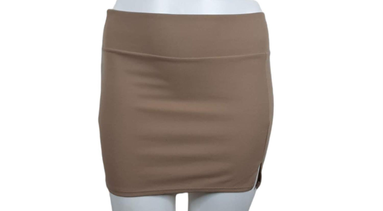 No Comment Women's Beige Mini Curve Skirt