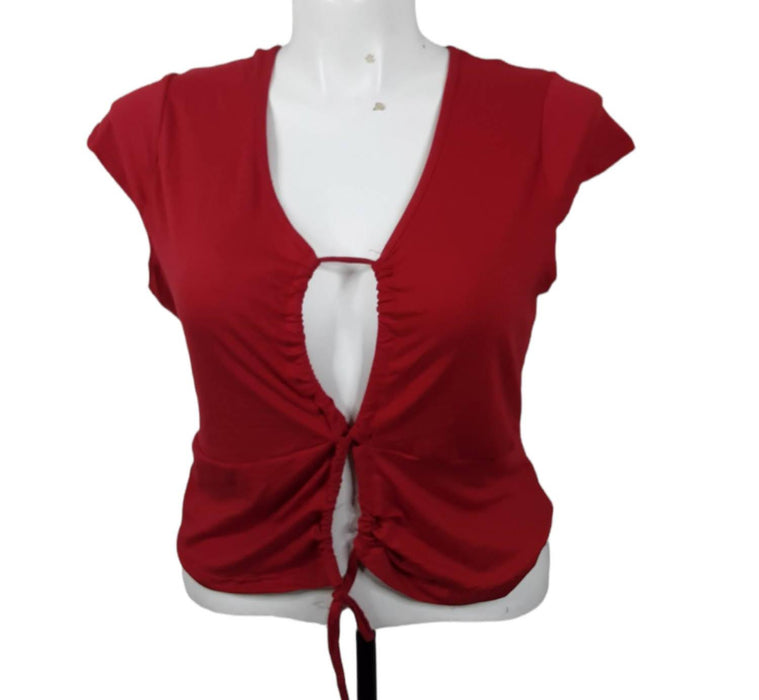 Rue + Women's Red Sexy Halter Keyhole Solid Crop Top (Size: 3X)