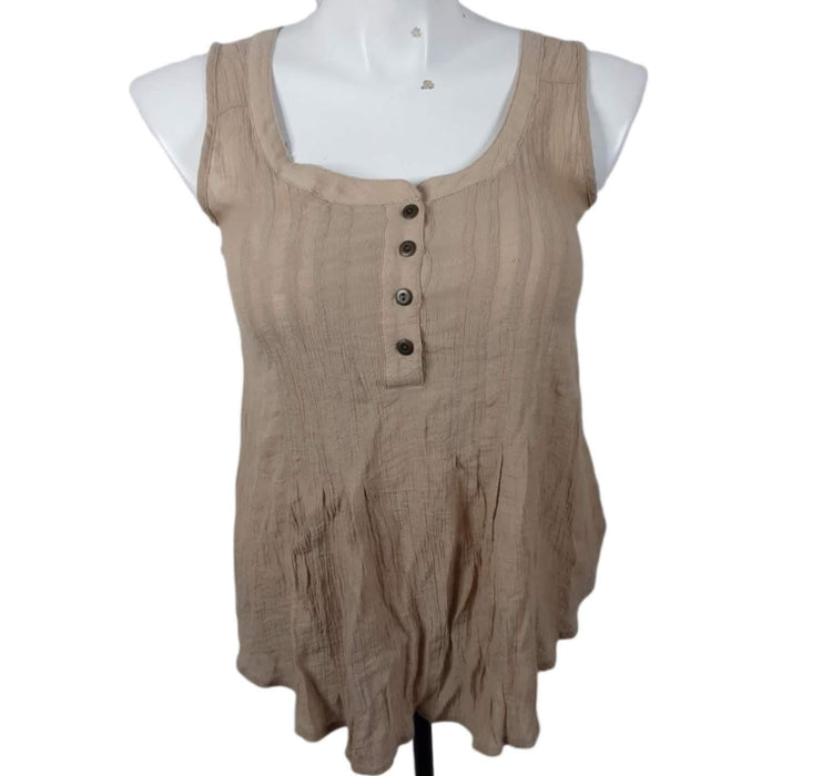 New Direction Women's Beige Scoop Neck Sleeveless Top (Size: M)