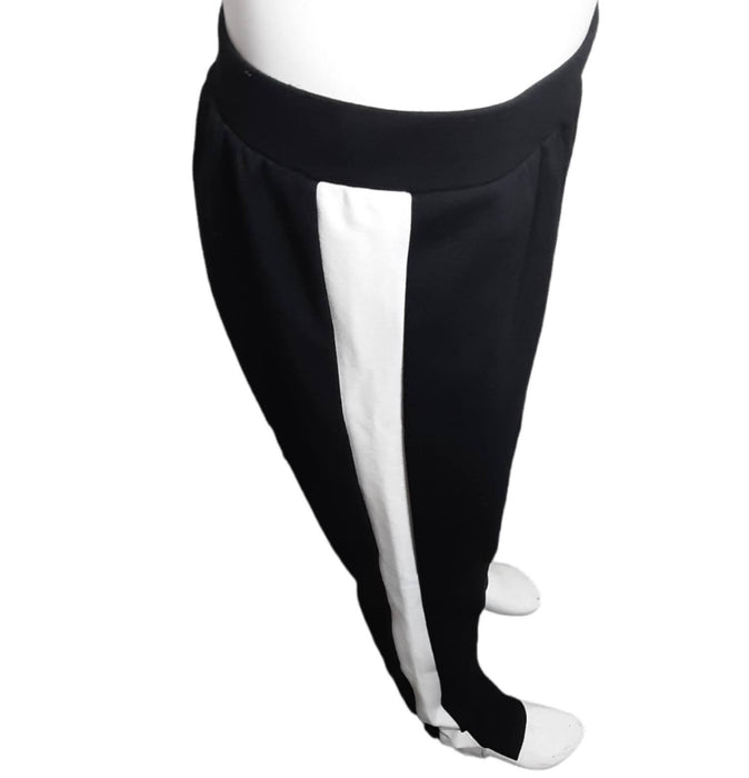 Motto Women's Black/White Side Stripe Ponte Knit Pull-On Ankle Pants (Size: S)