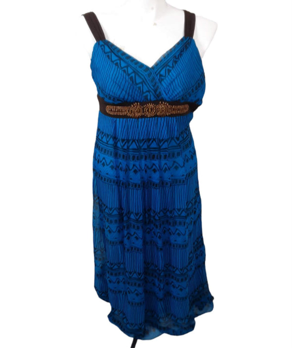 Robbie Bee Brown/Blue V-Neck Sleeveless Dress (Size: 6)