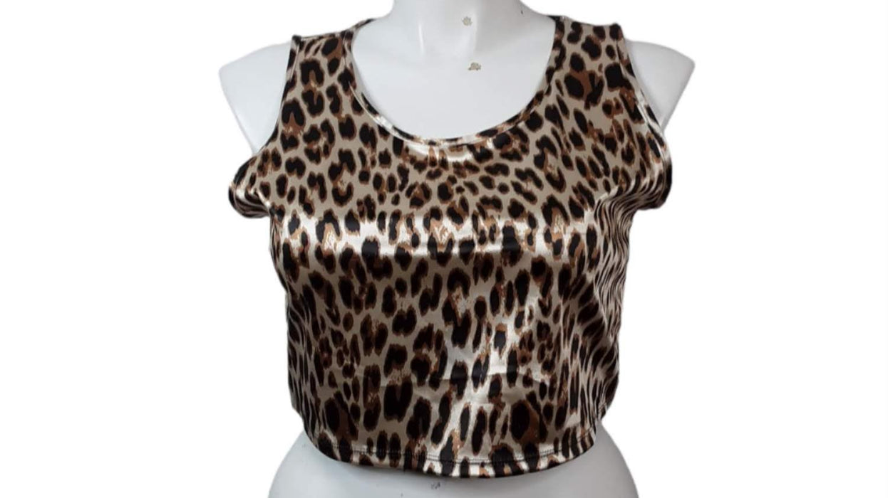 Material Girl Women's Crepe Animal Print Crop Top (Size: XXL)