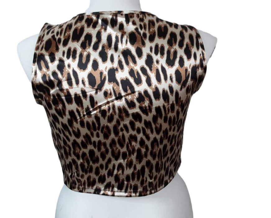 Material Girl Women's Crepe Animal Print Crop Top (Size: XXL)