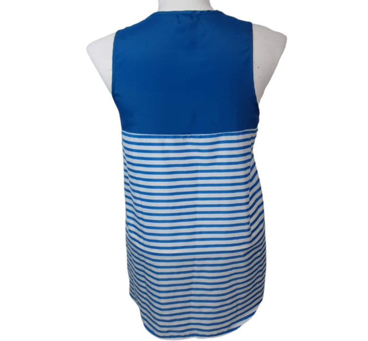 Pleione Women's Blue Stripe Sleeveless Top (Size: L)