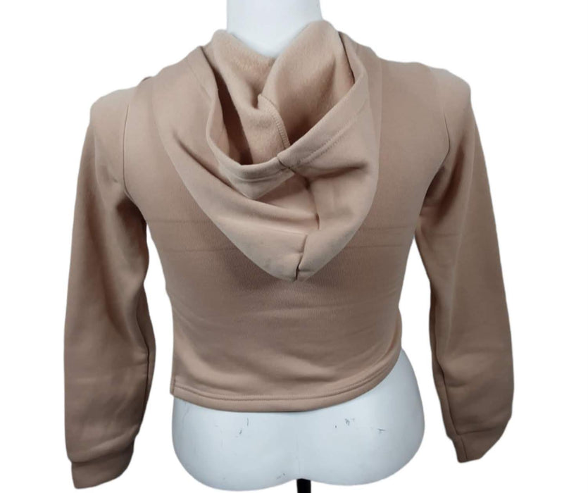 Say What Women's Beige Long Sleeve Padded Breast Crop Top Pullover Hoodie (M)