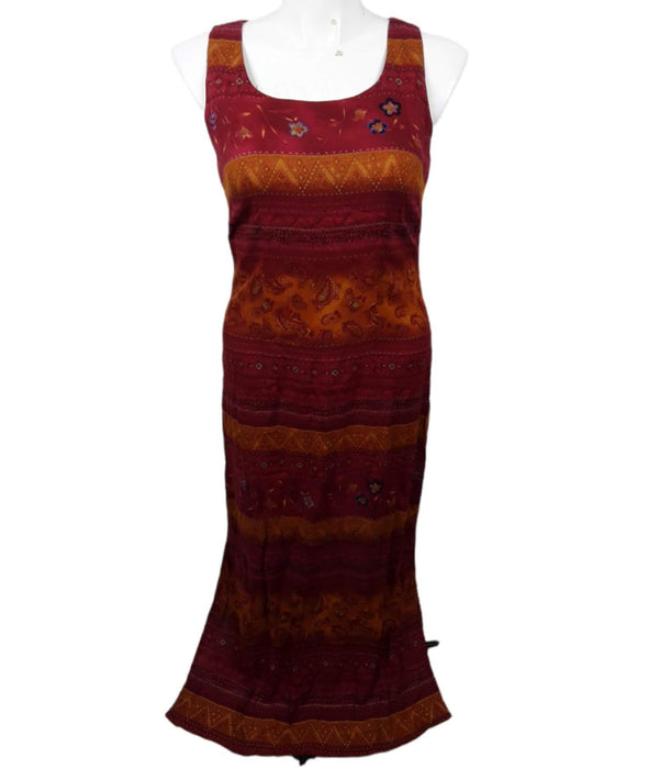 Jessica Howard Women's Red/Orange Paisley Sleeveless Dress (Size: 12)