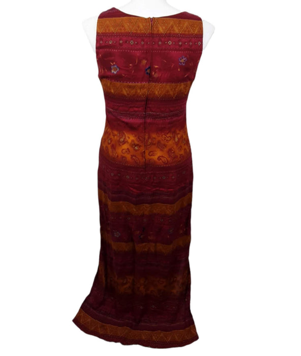 Jessica Howard Women's Red/Orange Paisley Sleeveless Dress (Size: 12)