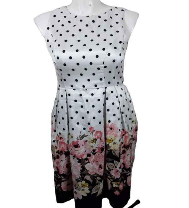 Jessica Howard Women's White Polka Dot Floral Formal Dress (Size: 14)