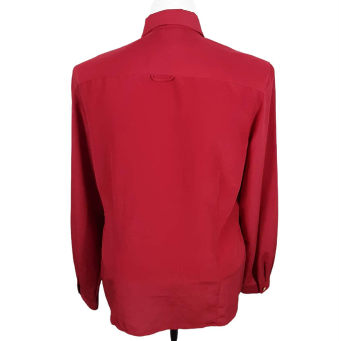 Jones NY Women's Red Double Button Long Sleeve Top (Size: M)