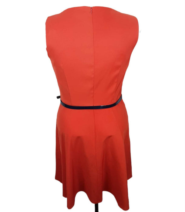 AGB Women's Orange Sleeveless Dress w/ Belt (Size: 14)