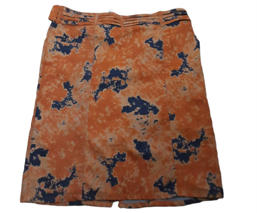 Erica Brooke Women's Orange/Blue Jean Tie Dye Belted Skirt (Size: 24)