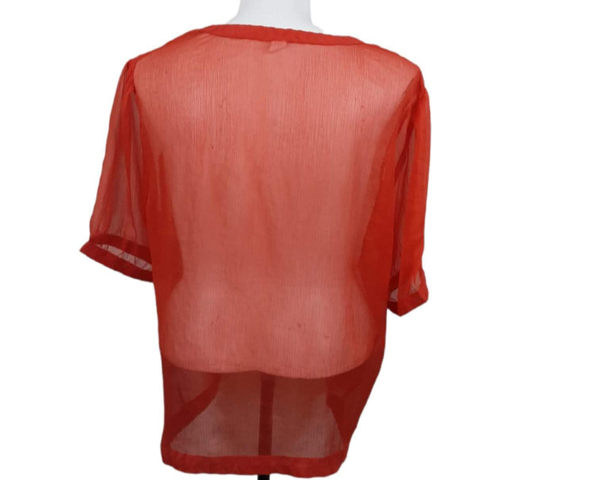 Old Navy Women's Orange Sheer See Thru Top (Size: XXL)