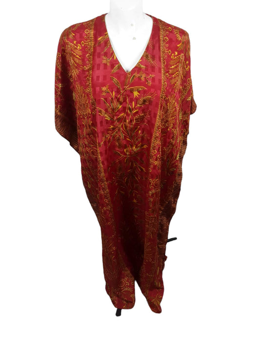 Ashro Women's Red/Yellow Culture Wing Sleeve Dress (Size: Free Size)