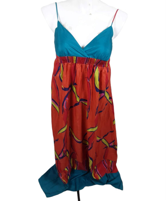 Women's Orange/turquoise Work Of Art Beach Dress (Size: M)