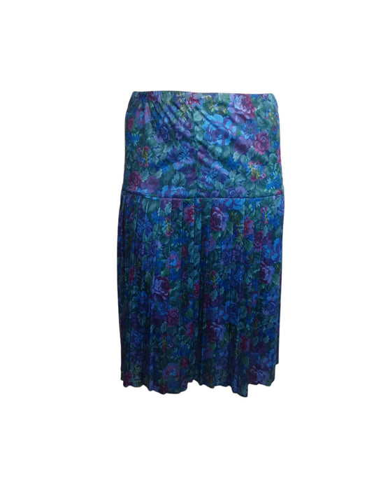 Women's Blue Floral Pleated Skirt (Size: 16WP)