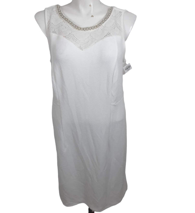 Maya Brookes Women's White Sleeveless Sliver Ring Dress (Size: 16W)