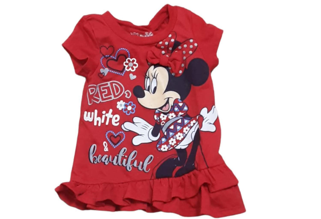 Disney Girls Red Minnie Mouse "Red White & Beautiful" Top (Size: 18M)