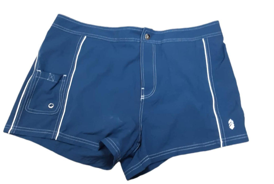 Free Country Mens Blue Swim Trunks Half Elastic Waist w/ Pocket (Size: XXL)