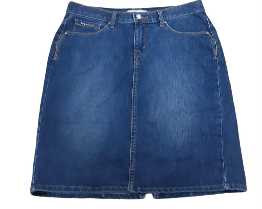 Levi's Women's Dark Wash Denim Jean Midi Skirt (Size: 10)
