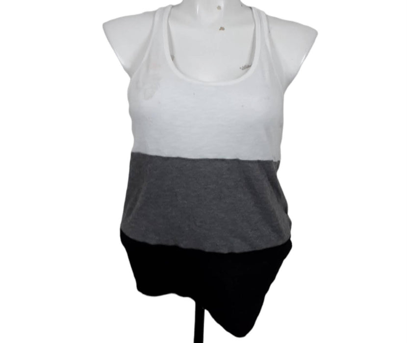 So Perfect Women's White/Gray/Black Striped Active Tank Top (Size: XL)