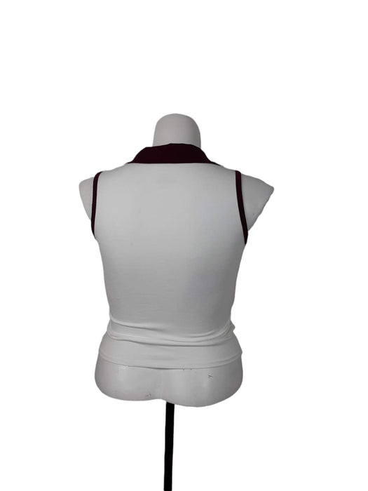 Arizona Women's White/Burgundy Sleeveless V-Neck Top (Size: S)