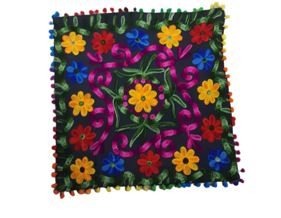 Handmade Indian Designer Home Decor Cotton Pillowcase (16 X 16)Floral