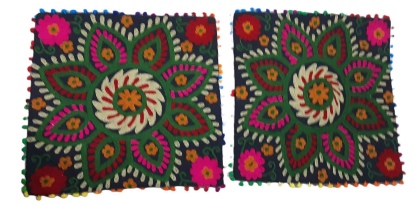Handmade Indian Designer Home Decor Floral Cotton Pillowcase Set (16 X 16)