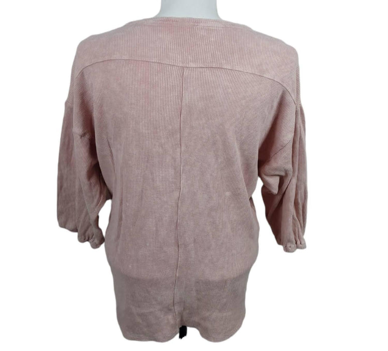 Time & Tru Women's Pink Long Sleeve Causal Waffle Top (Size: XXL/20)