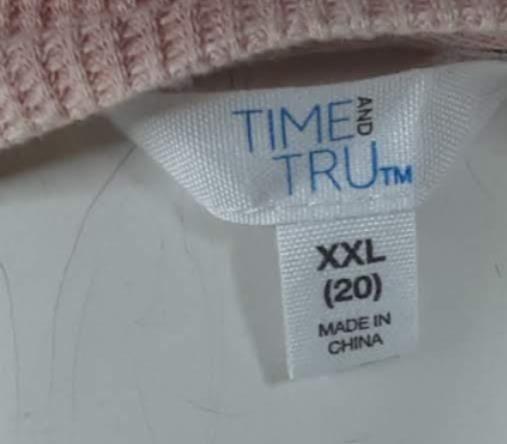 Time & Tru Women's Pink Long Sleeve Causal Waffle Top (Size: XXL/20)