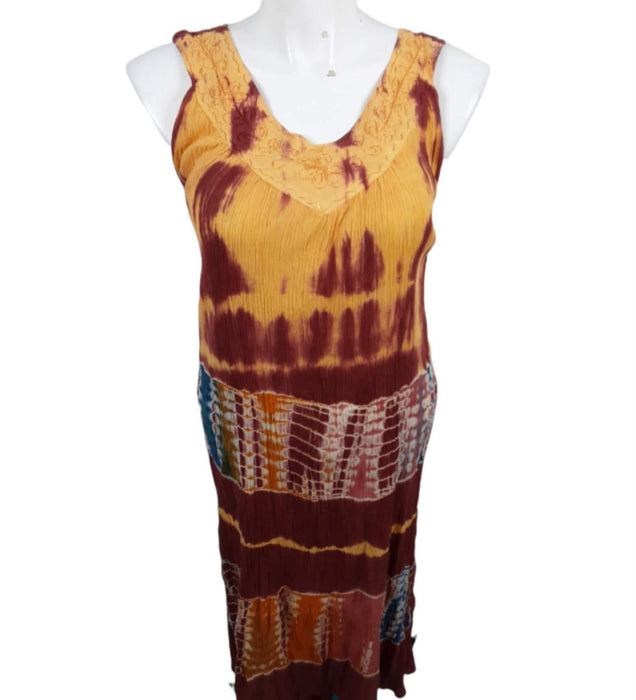 Jessica Taylor Women's Orange/Red Tie Dye Sleeveless Sun Dress (Size: 3X)